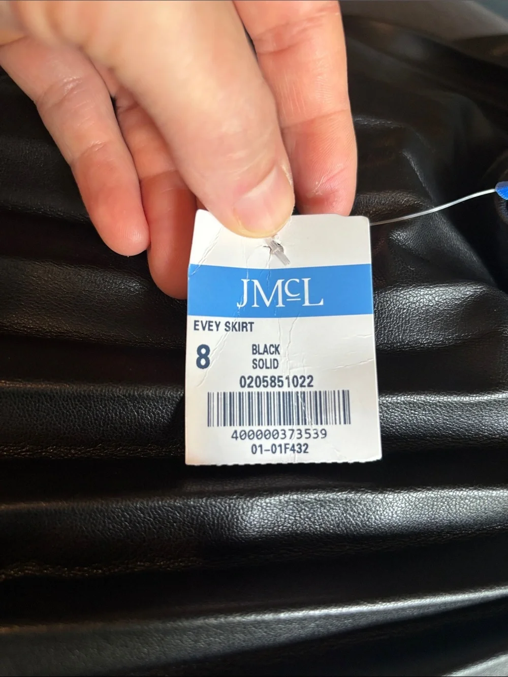 J. McLaughlin Black Pleated A-Line Faux Leather Skirt